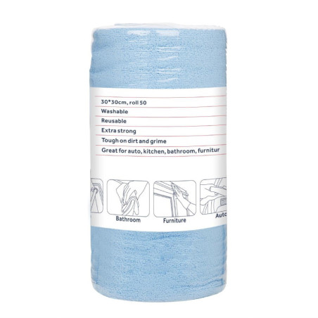 Blue Microfiber Cloth - 300 x 300 mm - 50 Sheets - FourniResto