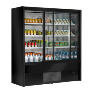 Black Cervinho Self-Service Refrigerated Display with Sliding Doors - 1000 mm - Zoin