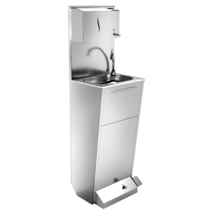 Foot-Operated Hand Wash with Bin, Soap and Paper Dispenser - Dynasteel