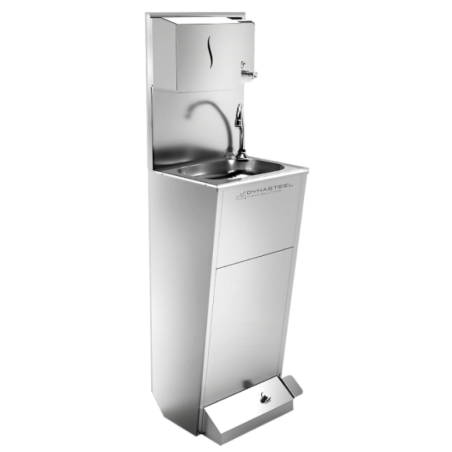 Foot-Operated Hand Wash with Bin, Soap and Paper Dispenser - Dynasteel