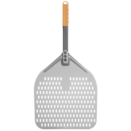 Pelle à Pizza Carrée Perforée avec Manche Court - 350x710 mm