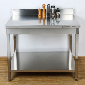 Stainless Steel Table 800x700 mm with Backsplash and Lower Shelf