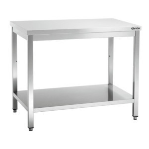 Edelstahl-Arbeitstisch mit unterem Regal - T 700 mm - L 1000 mm - Bartscher