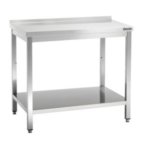 Table de Travail Inox avec Etagère Basse et Dosseret - P 700 mm - L 1200 mm - Bartscher