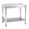 Edelstahl-Arbeitstisch mit unterem Regal und Aufkantung - T 700 mm - L 1200 mm - Bartscher
