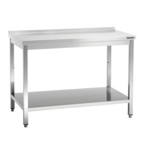 Table de Travail Inox avec Etagère Basse et Dosseret - P 700 mm - L 1400 mm - Bartscher
