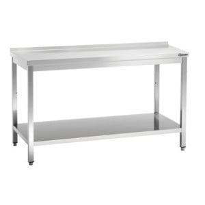 Table de Travail Inox avec Etagère Basse et Dosseret - P 700 mm - L 1600 mm - Bartscher