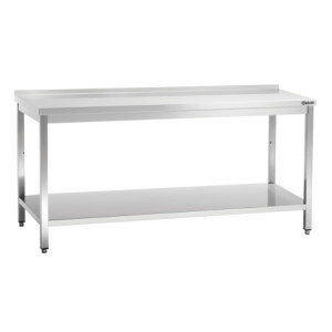 Stainless Steel Work Table with Lower Shelf and Backsplash - D 700 mm - L 1800 mm - Bartscher