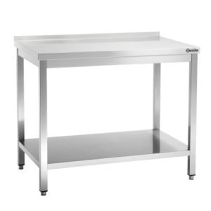 Table de Travail Inox avec Etagère Basse et Dosseret - P 700 mm - L 1000 mm - Bartscher