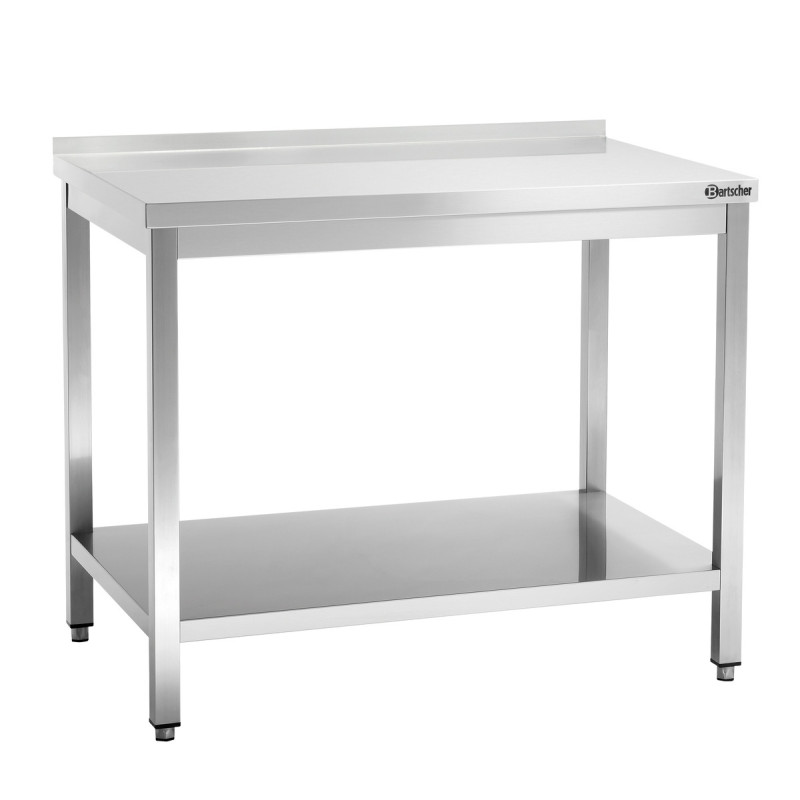 Edelstahl-Arbeitstisch mit unterem Regal und Aufkantung - T 700 mm - L 1000 mm - Bartscher Edelstahl-Arbeitstisch mit unterem Regal und Aufkantung - T 700 mm - L 1000 mm - Bartscher
