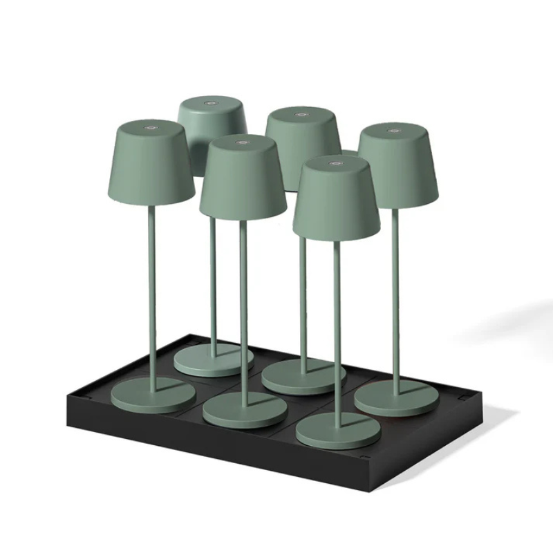 LED-Tischlampe Touch Kelly Olive mit Ladeplatte - Set von 6 - Lumisky