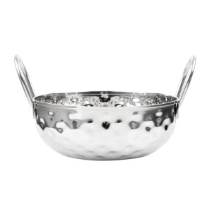 Gehämmerte Kadai-Schale aus Edelstahl Tischpräsentation 150 mm - Gastronoble