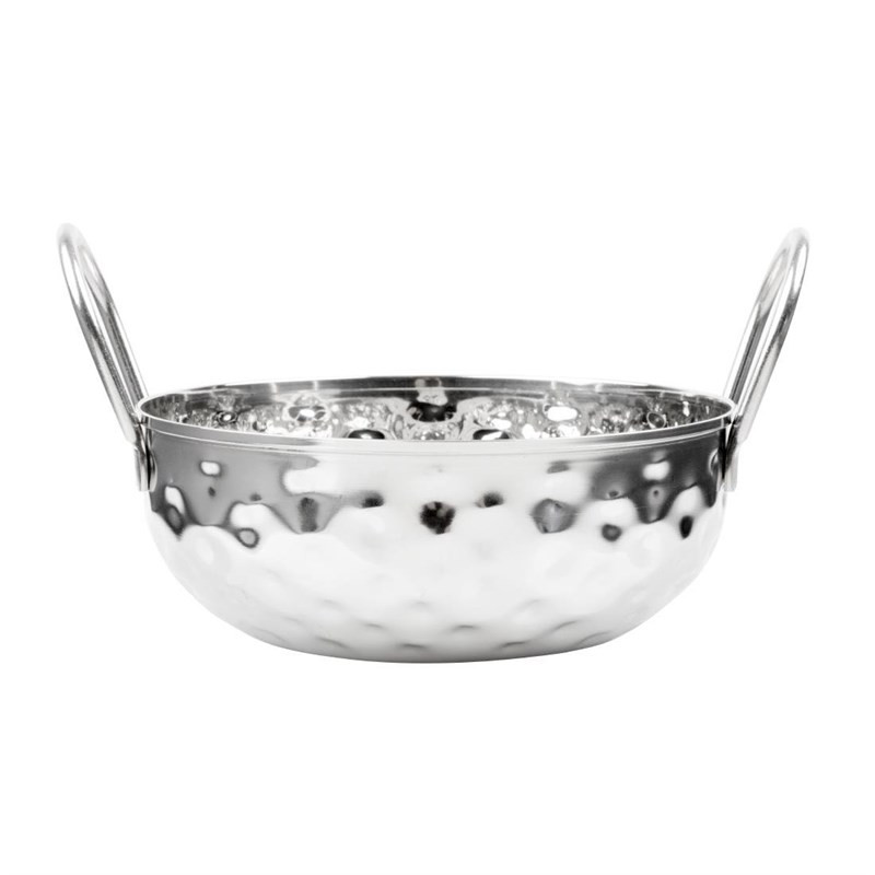 Gehämmerte Kadai-Schale aus Edelstahl Tischpräsentation 150 mm - Gastronoble Gehämmerte Kadai-Schale aus Edelstahl Tischpräsentation 150 mm - Gastronoble