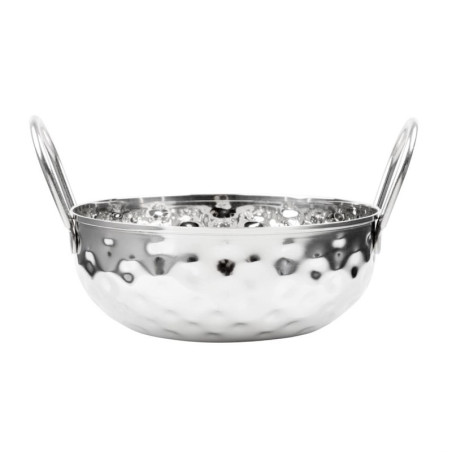 Gehämmerte Kadai-Schale aus Edelstahl Tischpräsentation 150 mm - Gastronoble