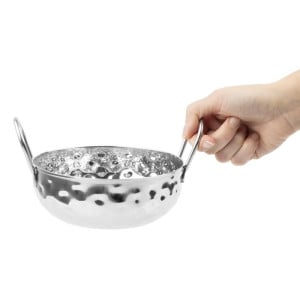 Gehämmerte Kadai-Schale aus Edelstahl Tischpräsentation 150 mm - Gastronoble