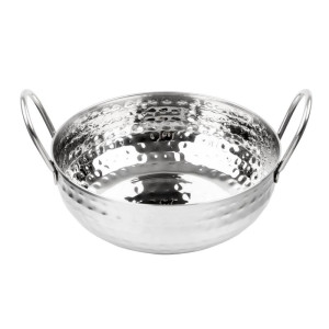 Gehämmerte Kadai-Schale aus Edelstahl Tischpräsentation 170 mm - Gastronoble