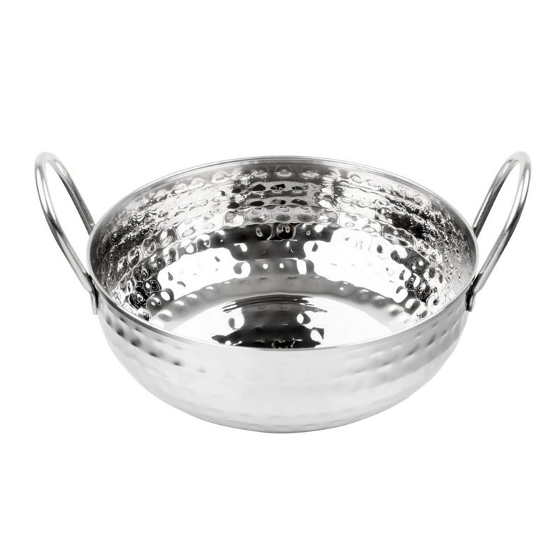 Gehämmerte Kadai-Schale aus Edelstahl Tischpräsentation 170 mm - Gastronoble Gehämmerte Kadai-Schale aus Edelstahl Tischpräsentation 170 mm - Gastronoble