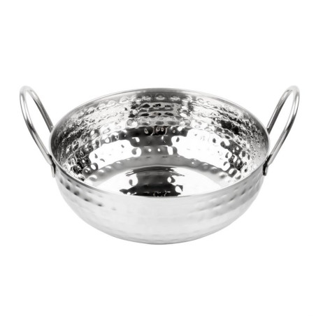 Gehämmerte Kadai-Schale aus Edelstahl Tischpräsentation 170 mm - Gastronoble