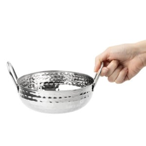 Gehämmerte Kadai-Schale aus Edelstahl Tischpräsentation 170 mm - Gastronoble