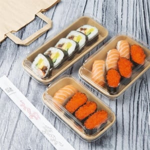 Recycelbare Sushi-Schalen 220 x 137 mm - Packung mit 300 - Fiesta Green
