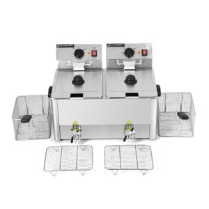 Professionelle Fritteuse 2 x 8 L mit Ablass - Dynasteel