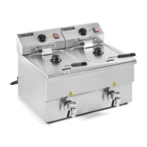 Professionelle Premium Fritteuse 2 x 8 L mit Ablass - Dynasteel