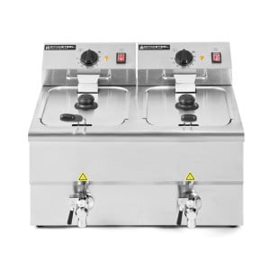 Professionelle Premium Fritteuse 2 x 8 L mit Ablass - Dynasteel