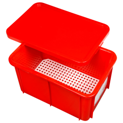 Rechteckiger Behälter 55 L + Roter Deckel HACCP
