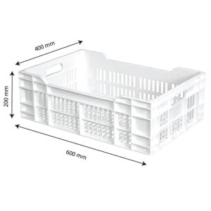 Caisse 600 X 400 Ajouree 40L Blanc - Gilac