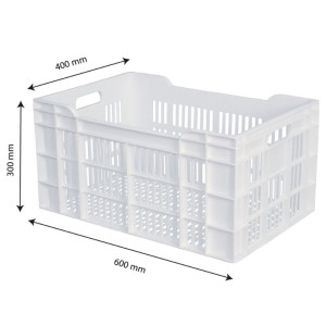 Kiste 600 X 400 Gelocht 60L Weiß - Gilac