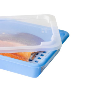 HACCP Flat Tray with Lid and Grid - 5 L - Blue - Gilac