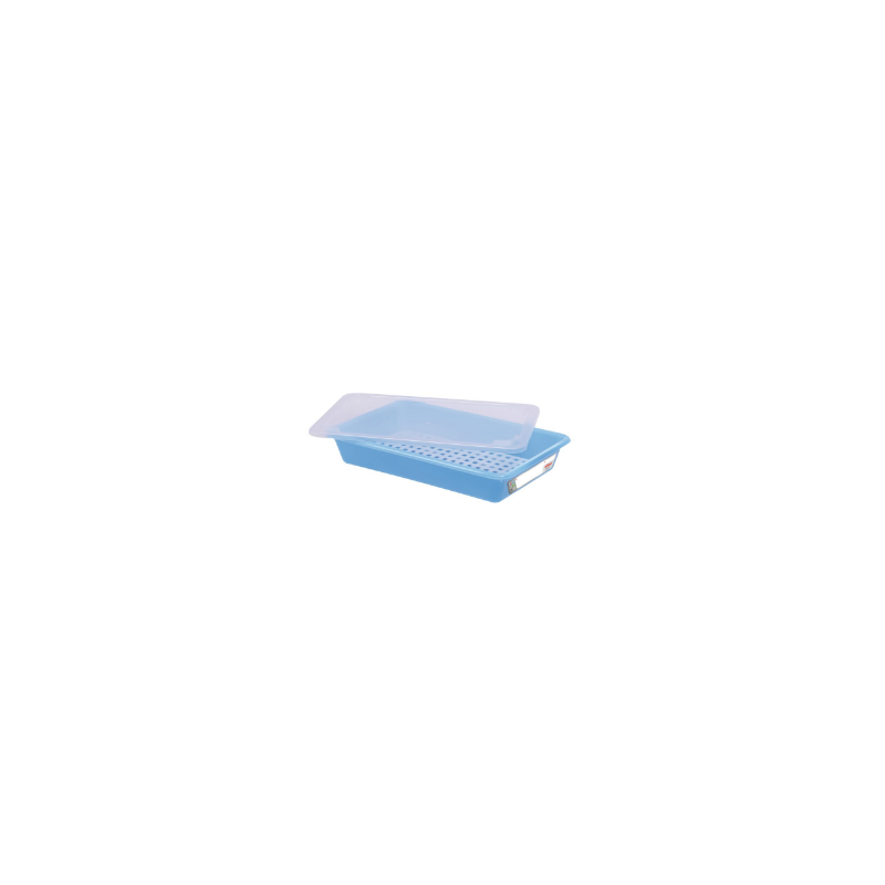 HACCP Flat Tray with Lid and Grid - 5 L - Blue - Gilac