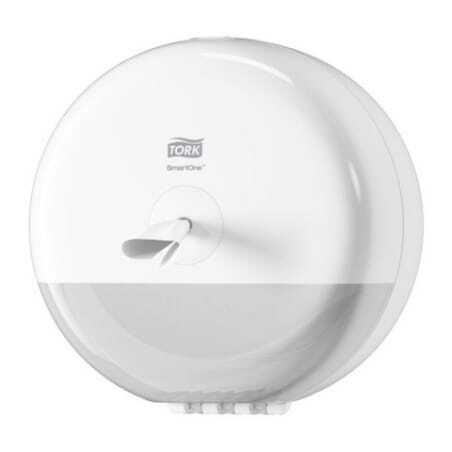 Tork SmartOne® White Mini Toilet Paper Dispenser - Efficient Sheet-by-Sheet Distribution for Professional Restrooms