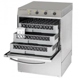 Professioneller Geschirrspüler mit Klarspüler- und Reinigungsmittelspender - 50 x 50 cm