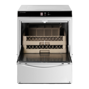 Lave-Vaisselle Professionnel avec Doseur de Liquide de Rinçage et Détergent et Pompe de Vidange - 50 x 50 cm - Dynasteel