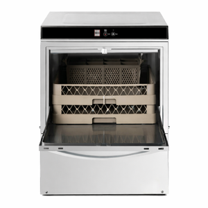 Professioneller Geschirrspüler mit Klarspüler- und Reinigungsmitteldosierer und Ablaufpumpe - 50 x 50 cm - Dynasteel