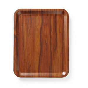 Plateau de Service Rectangulaire Antidérapant Stratifié Acajou - 460 x 360 mm - HENDI