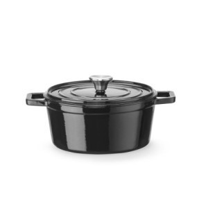 Runder emaillierter Gusseisentopf Schwarz - 3,7 L - HENDI