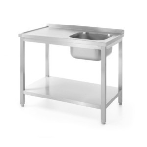 Taucht 1 Becken rechts Profi Line mit Regal - T 600 x B 1000 mm - HENDI