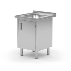 Sink Table with Welded Cabinet - L 600 x D 600 mm - HENDI