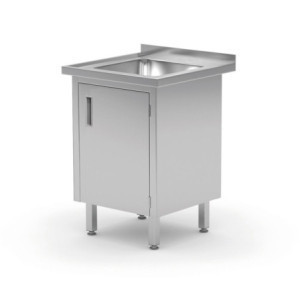 Spültisch mit Schrank Geschweißt - L 600 x T 600 mm - HENDI