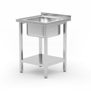 Tauchbecken 1 Becken in der Mitte Kitchen Line mit Regal - T 600 x B 600 mm - HENDI