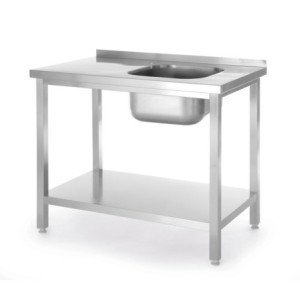 Tauchbecken 1 rechts Kitchen Line mit Regal - T 600 x B 800 mm - HENDI