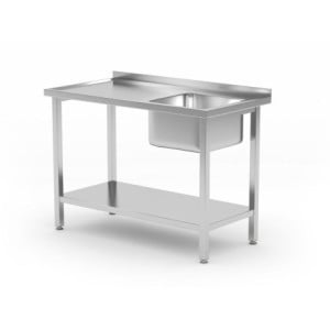 Tauchbecken 1 rechts Kitchen Line mit Regal - T 600 x B 1000 mm - HENDI