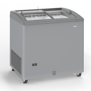 Stainless Steel Look Freezer with Sliding Glass Doors - 170 L - TENSAI