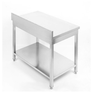 Stainless Steel Table with Backsplash and Shelf - Dynasteel - Essential Catering