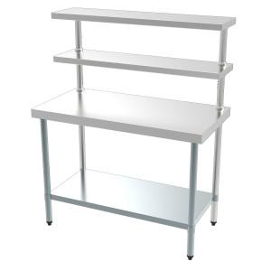 Edelstahltisch mit unterem Regal und 2 oberen Regalen – 1800 x 600 mm - CombiSteel