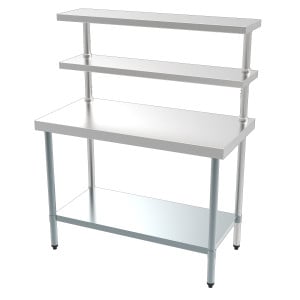Stainless Steel Table with Lower Shelf and 2 Upper Shelves – 1800 x 600 mm - CombiSteel