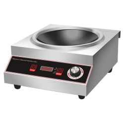 Induktionswok Pro 3500 W Edelstahl — Konkave Zone Ø227