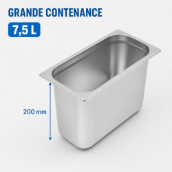 Bac Gastro GN 1/3 Edelstahl 200 mm - 7,5 L | Dynasteel